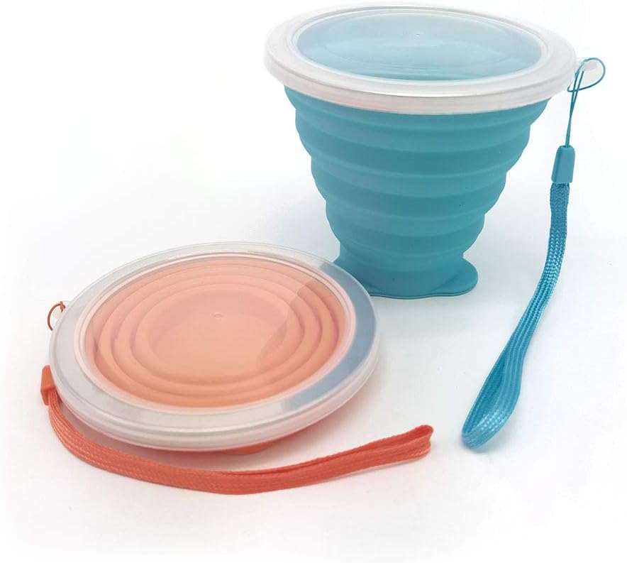 Silicone Collapsible Travel Cup, Folding Camping Cup with Lid - Diqqawi Plates