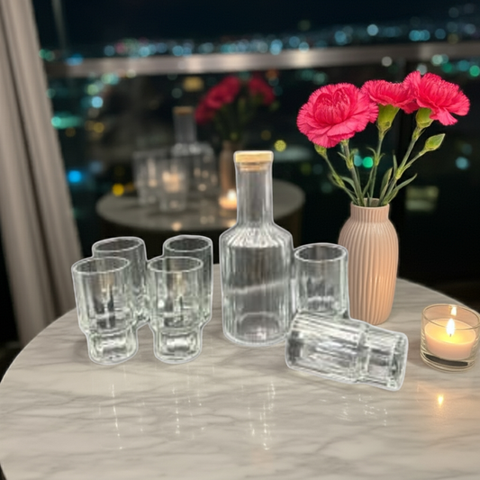 1000 ML Glass Water Juice Jug with 6 cups styl