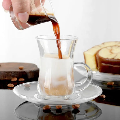 135ML Glass Tea cup with plate - Diqqawi Plates