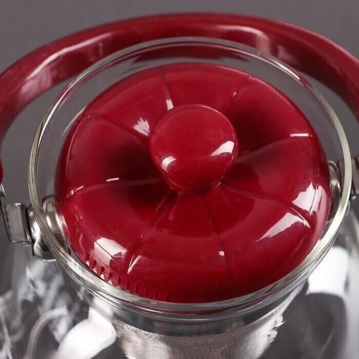 Glass Tea & Coffee Pot With Stainless Steel Strainer - Diqqawi Plates