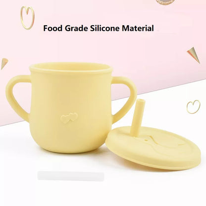 Silicone Cup Toddler with Straw and 2 Lids - 150ml - Diqqawi Plates