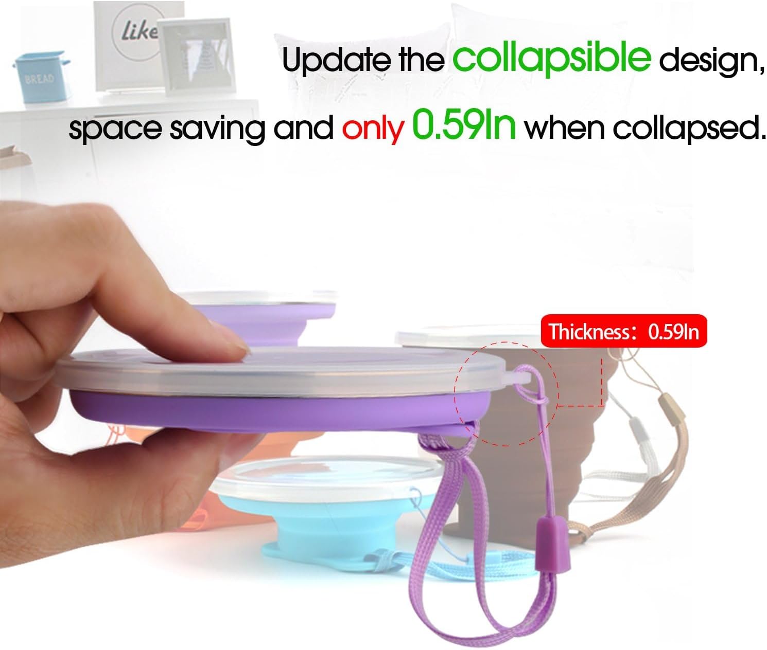 Silicone Collapsible Travel Cup, Folding Camping Cup with Lid - Diqqawi Plates