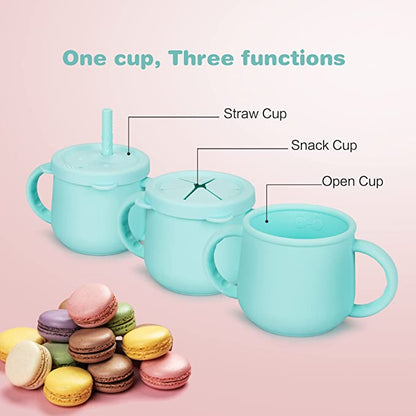 Silicone Cup Toddler with Straw and 2 Lids - 150ml - Diqqawi Plates