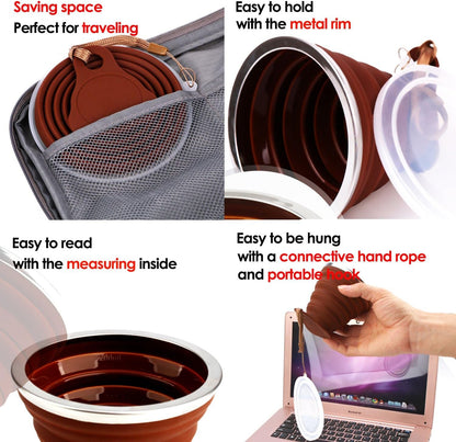 Silicone Collapsible Travel Cup, Folding Camping Cup with Lid - Diqqawi Plates