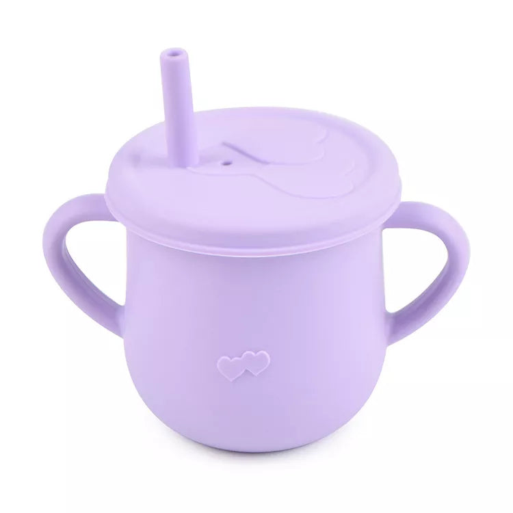 Silicone Cup Toddler with Straw and 2 Lids - 150ml - Diqqawi Plates