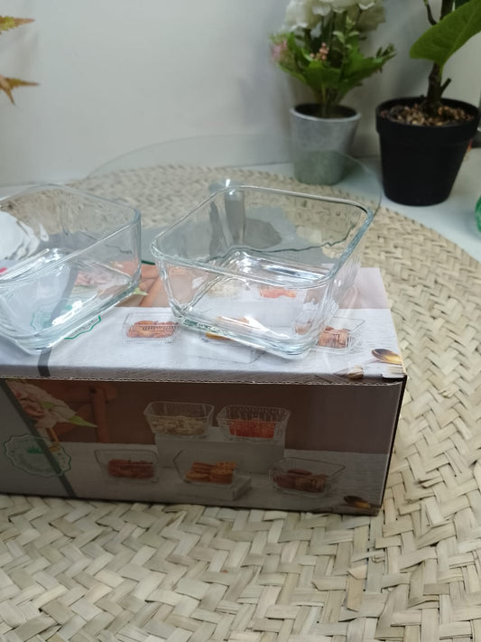Square Glass Bowls Set of 6