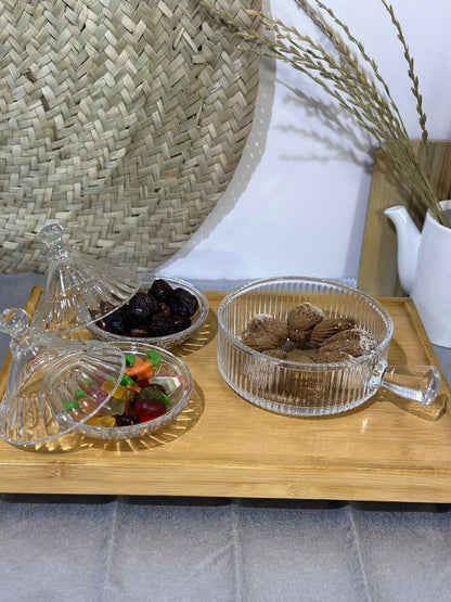 3 pcs Glass set Frying Pan & 2 Bowls styl2 - Diqqawi Plates