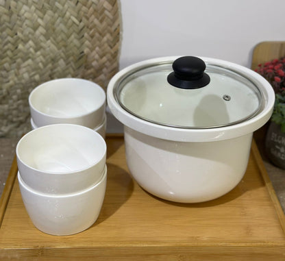 Large pot container with Lid & 4 bowls - Diqqawi Plates