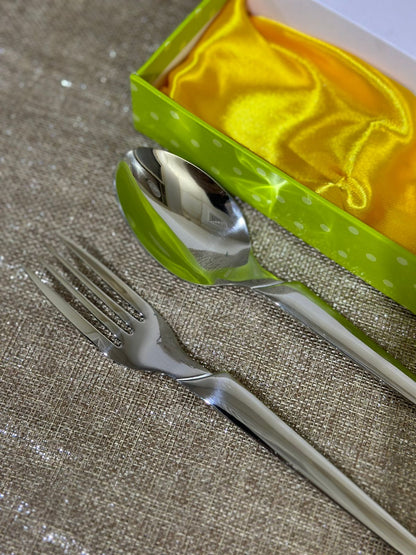 12 pcs Premium Stainless Steel Cutlery Fork and Spoon - Diqqawi Plates
