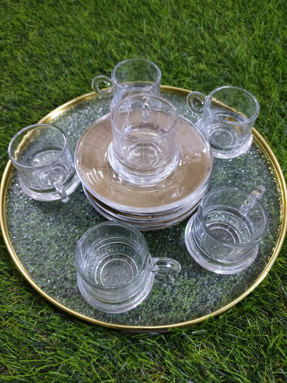 Elegant Glass Coffee Set with Tray - Diqqawi Plates