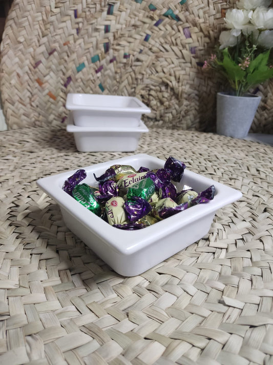 Small Versatile White Porcelain Square Bowl - Diqqawi Plates