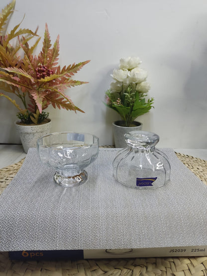 Glass Dessert ice cream Bowl 225ml Set of 6