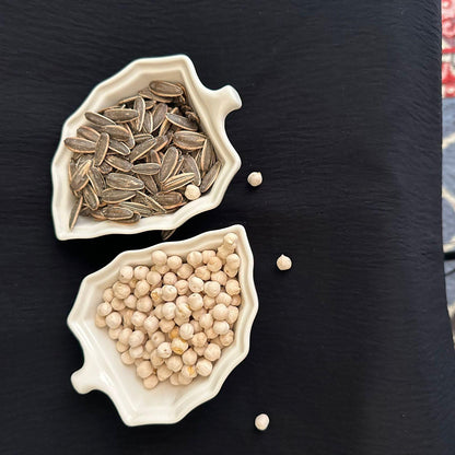 White Leaf Deep Porcelain Bowl for nuts - Diqqawi Plates