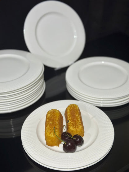 Decorative circle Bright White Porcelain Flat Plate styl7 - Diqqawi Plates