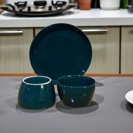 3 pcs set colored plate & bowls