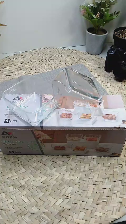 Square Glass Bowls Set of 6