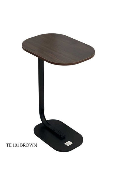 C-Shaped Bedside Coffee Table with Wood Marble Top
